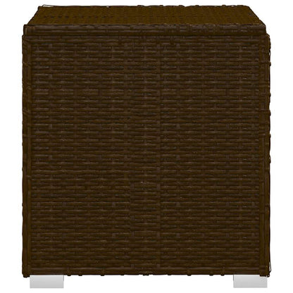 vidaXL Sun Lounger with Cushion and Tea Table Poly Rattan Brown