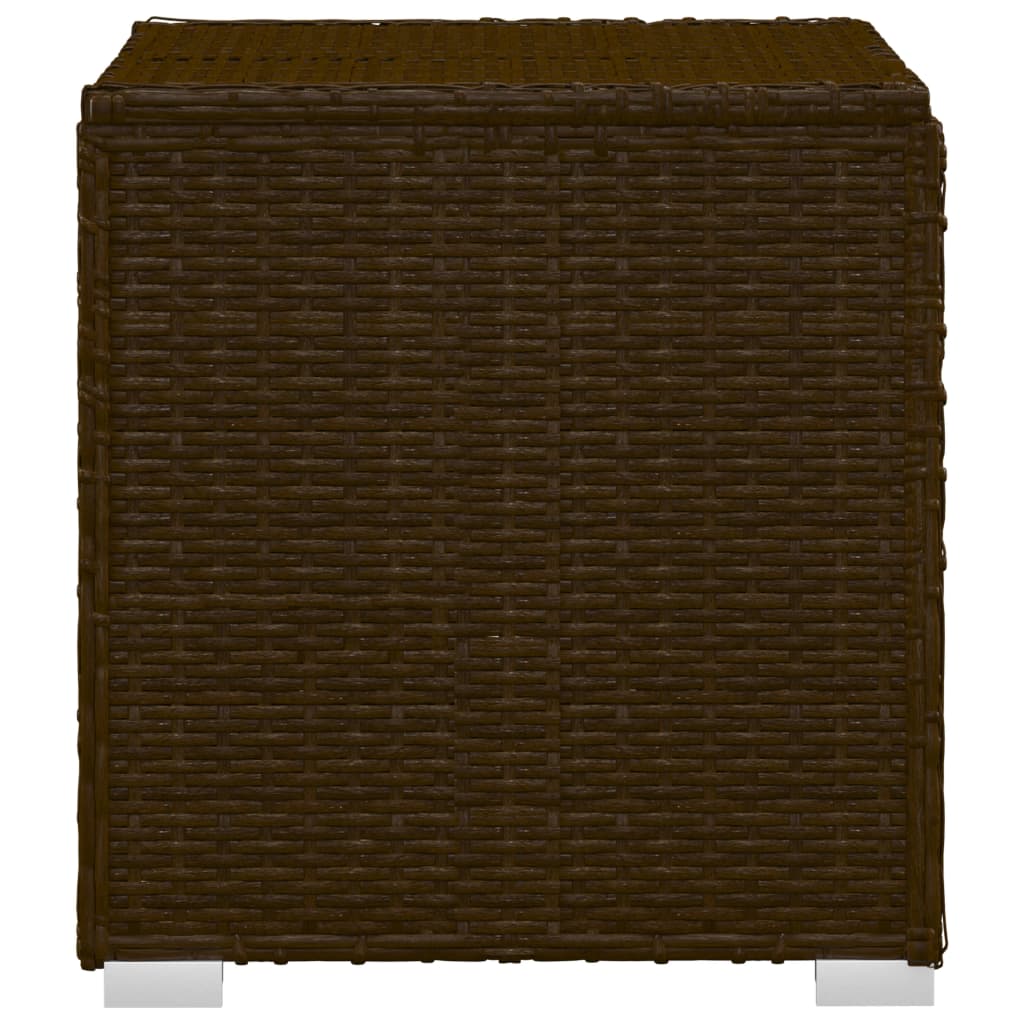 vidaXL Sun Lounger with Cushion and Tea Table Poly Rattan Brown