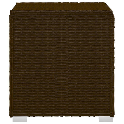 vidaXL Sun Lounger with Cushion and Tea Table Poly Rattan Brown