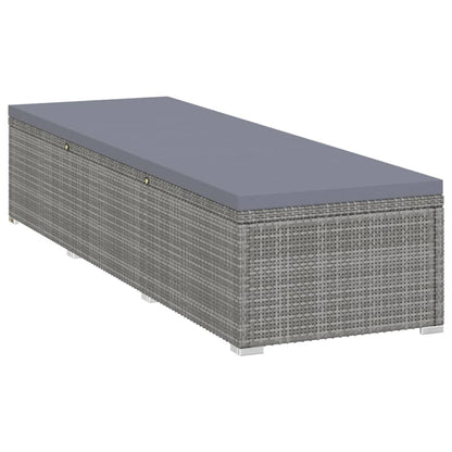 vidaXL Sun Lounger with Cushion and Tea Table Poly Rattan Grey