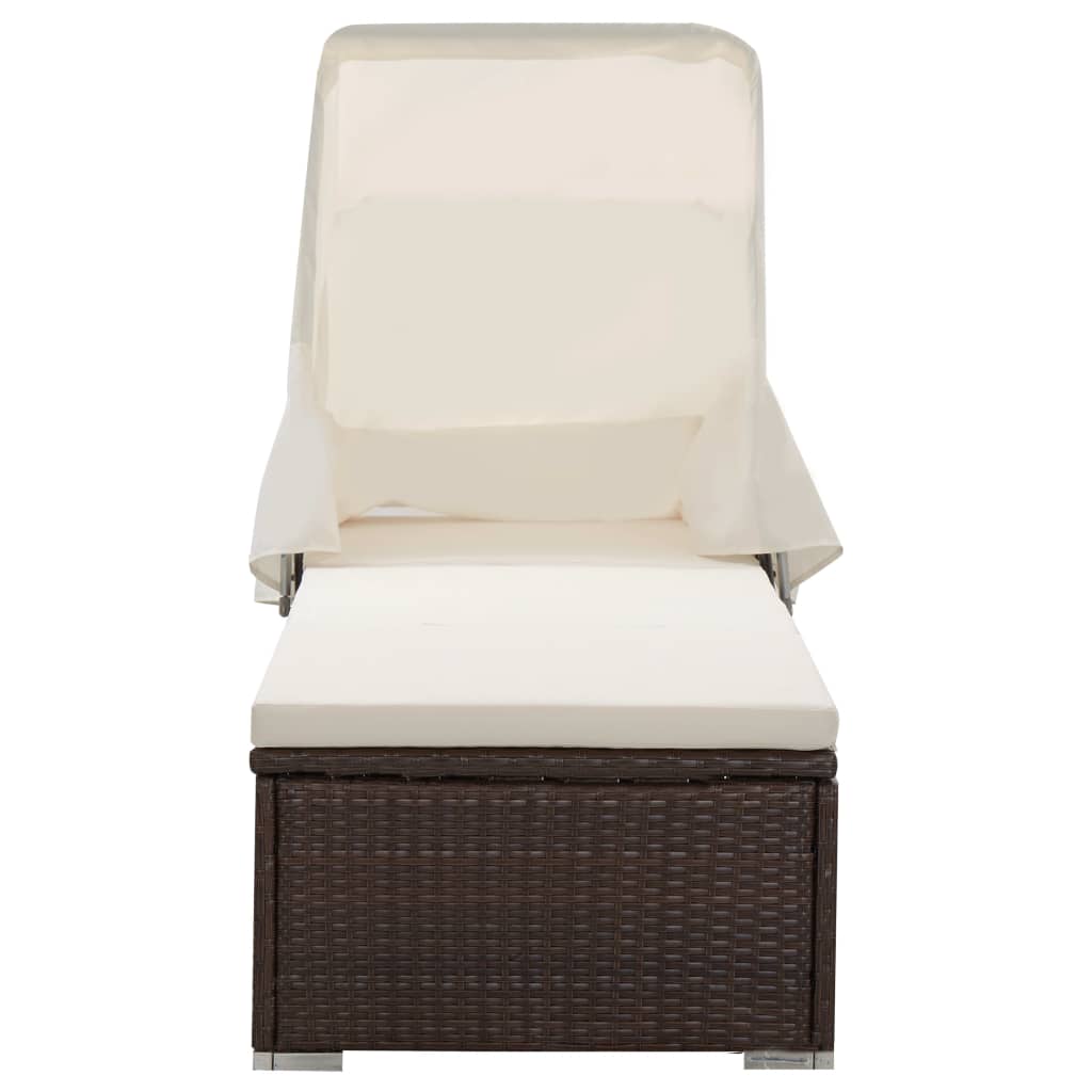 vidaXL Sun Lounger | Brown | PE rattan | 195 x 65 x 110 cm | Removable Covers