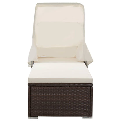 vidaXL Sun Lounger | Brown | PE rattan | 195 x 65 x 110 cm | Removable Covers