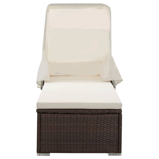 vidaXL Sun Lounger | Brown | PE rattan | 195 x 65 x 110 cm | Removable Covers