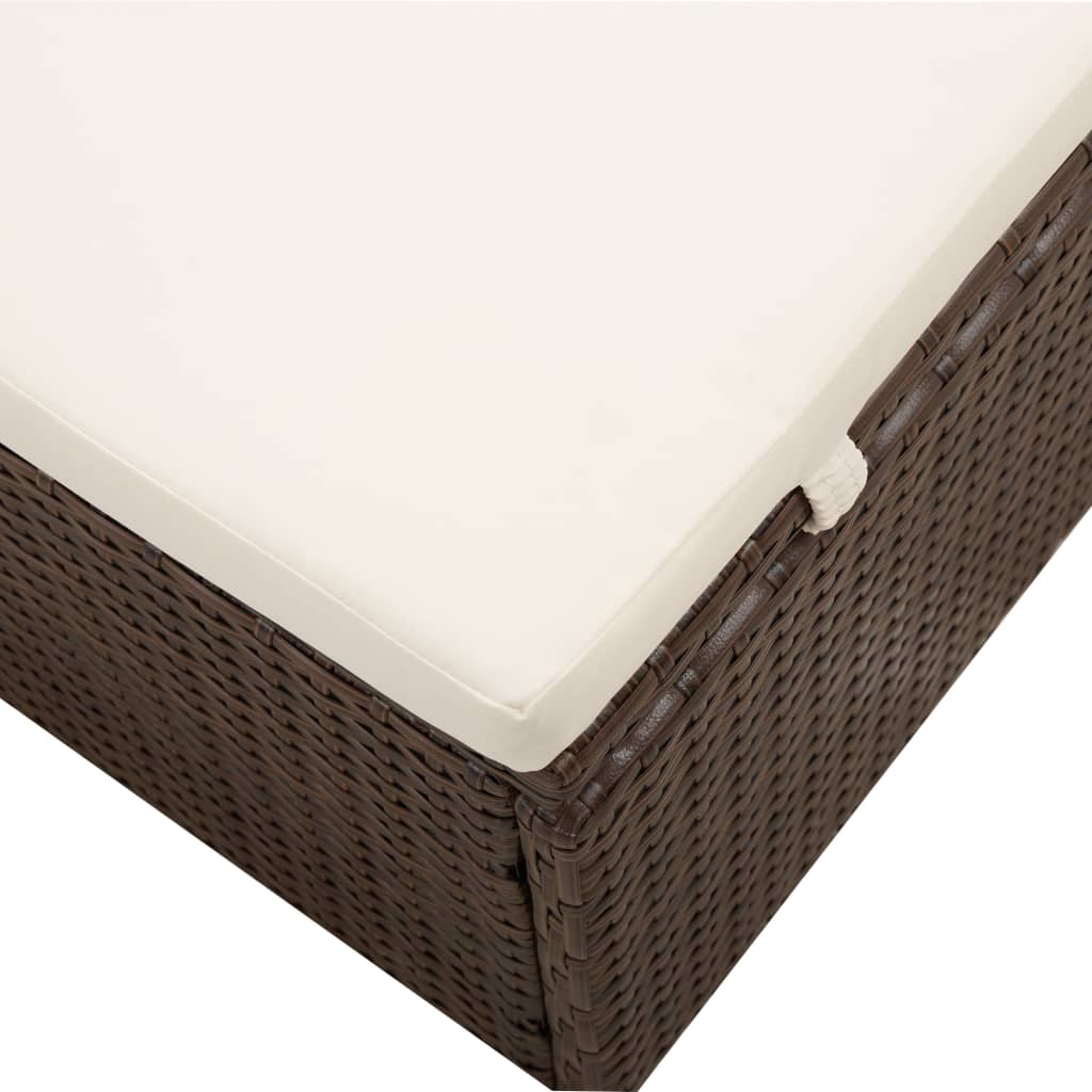 vidaXL Sun Lounger | Brown | PE rattan | 195 x 65 x 110 cm | Removable Covers
