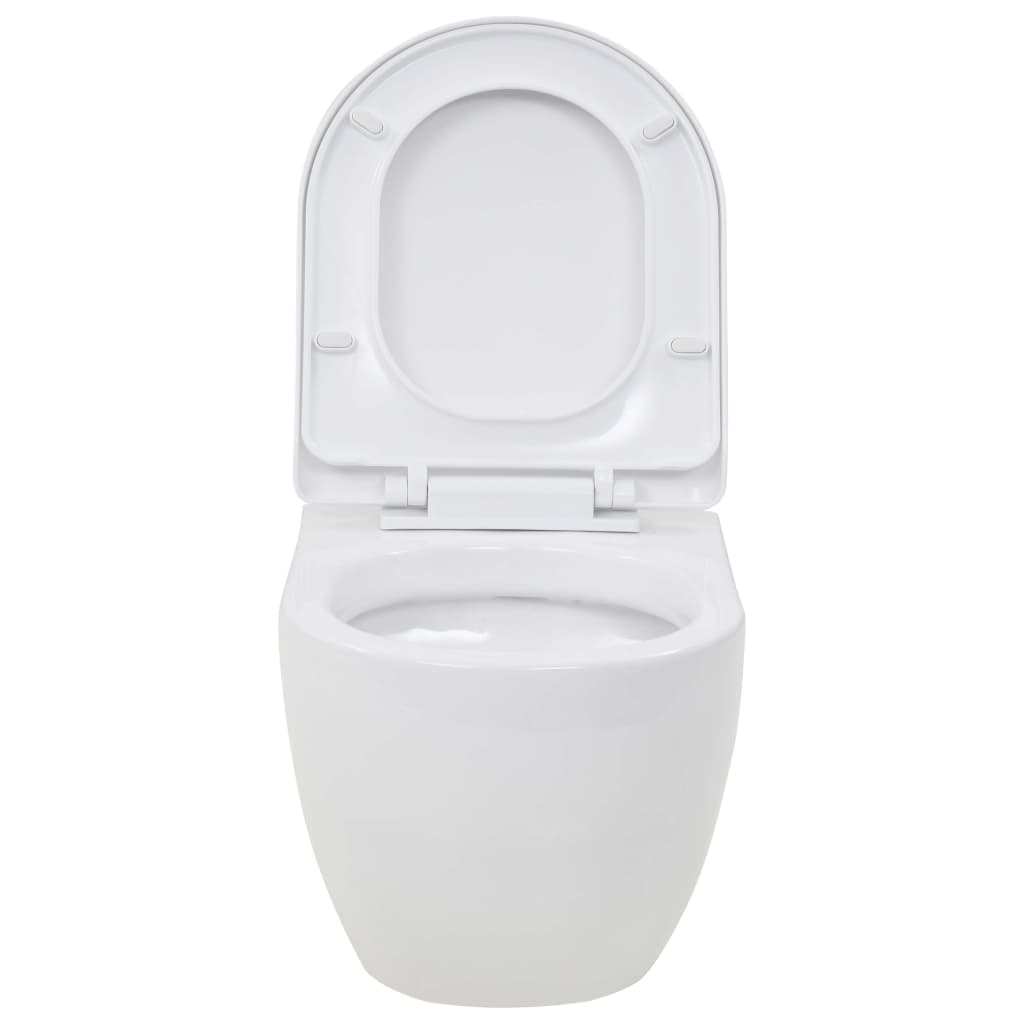 vidaXL Wall-Hung Toilet with Concealed High Cistern Ceramic