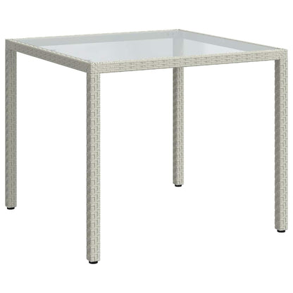 316702 vidaXL Garden Table 90x90x75 cm Tempered Glass and Poly Rattan White