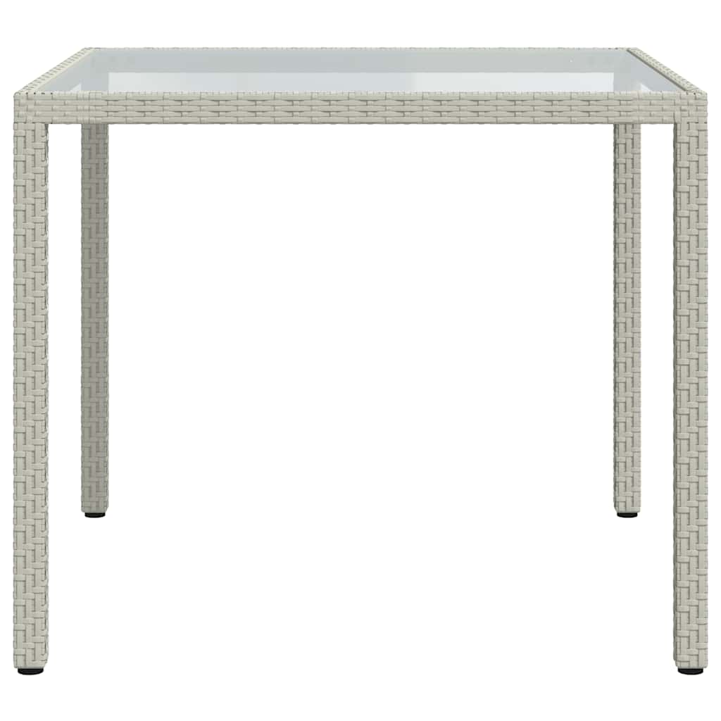 vidaXL Garden Table 90x90x75 cm Tempered Glass and Poly Rattan White