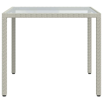 vidaXL Garden Table 90x90x75 cm Tempered Glass and Poly Rattan White