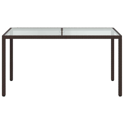 316704 vidaXL Garden Table 150x90x75 cm Tempered Glass and Poly Rattan Brown