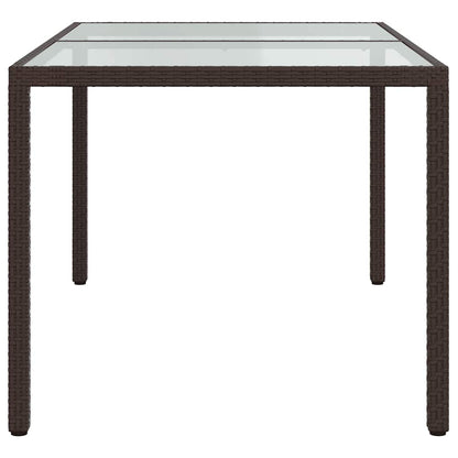 vidaXL Garden Table 150x90x75 cm Tempered Glass and Poly Rattan Brown