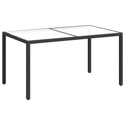 vidaXL Garden Table 150x90x75 cm Tempered Glass and Poly Rattan Black