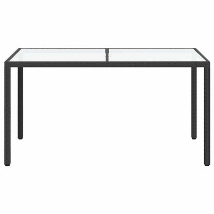 vidaXL Garden Table 150x90x75 cm Tempered Glass and Poly Rattan Black