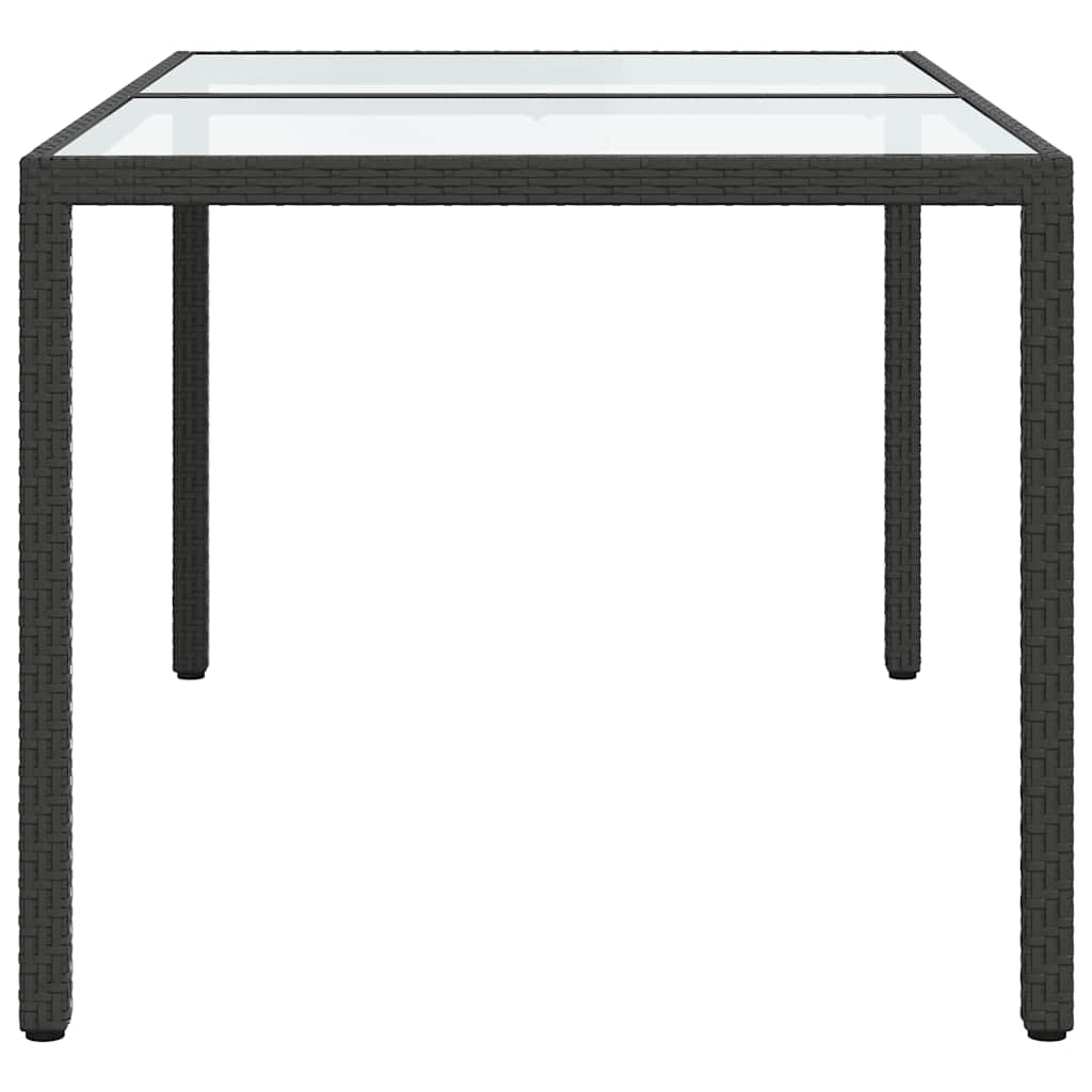 vidaXL Garden Table 150x90x75 cm Tempered Glass and Poly Rattan Black