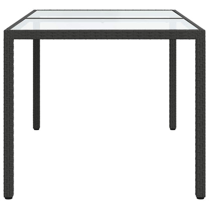 vidaXL Garden Table 150x90x75 cm Tempered Glass and Poly Rattan Black