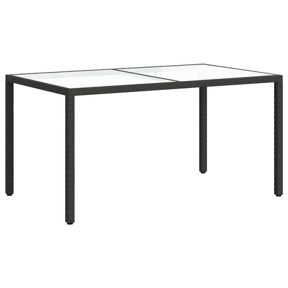 vidaXL Garden Table 150x90x75 cm Tempered Glass and Poly Rattan Black