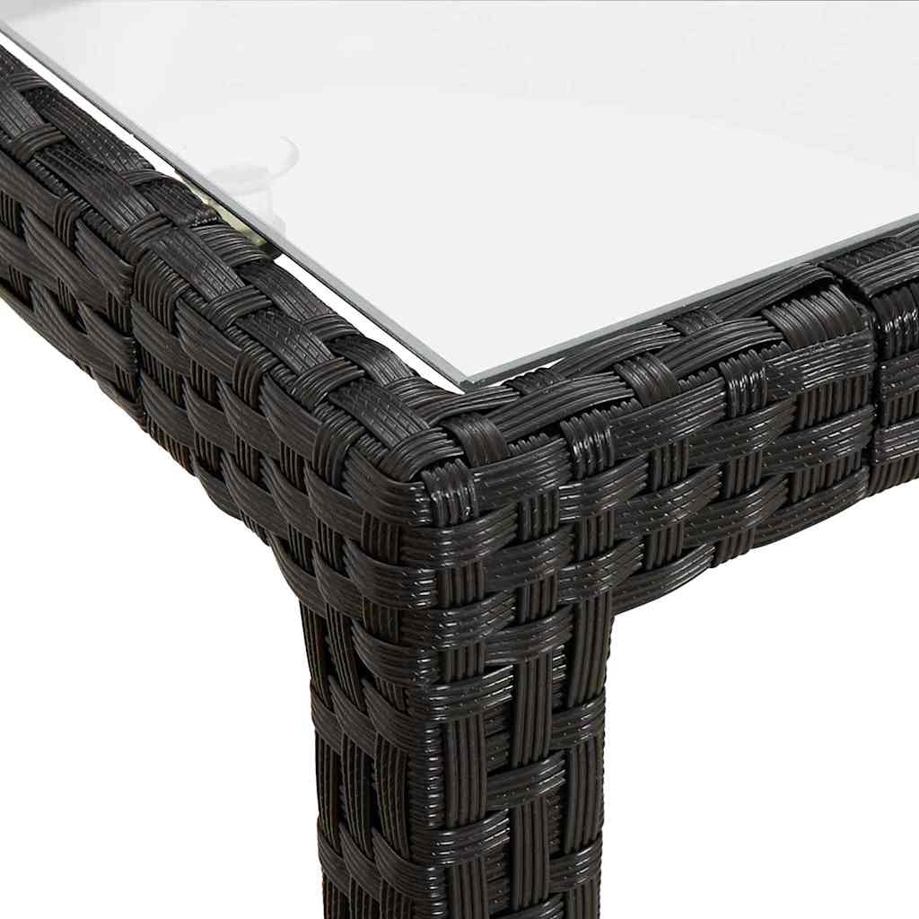 vidaXL Garden Table 150x90x75 cm Tempered Glass and Poly Rattan Black