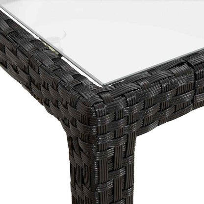 vidaXL Garden Table 150x90x75 cm Tempered Glass and Poly Rattan Black