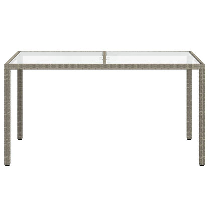 316707 vidaXL Garden Table 150x90x75 cm Tempered Glass and Poly Rattan Grey