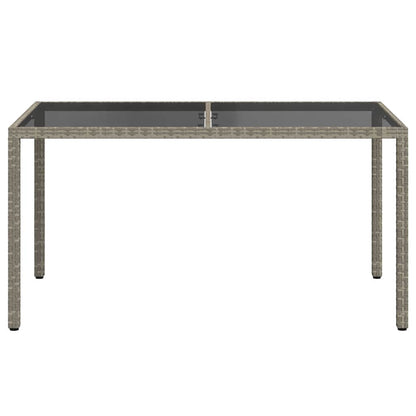 316708 vidaXL Garden Table 150x90x75 cm Tempered Glass and Poly Rattan Grey