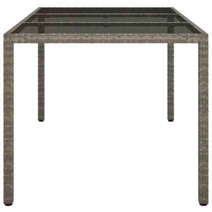 vidaXL Garden Table 150x90x75 cm Tempered Glass and Poly Rattan Grey