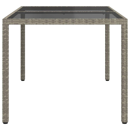 316708 vidaXL Garden Table 150x90x75 cm Tempered Glass and Poly Rattan Grey