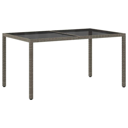316708 vidaXL Garden Table 150x90x75 cm Tempered Glass and Poly Rattan Grey