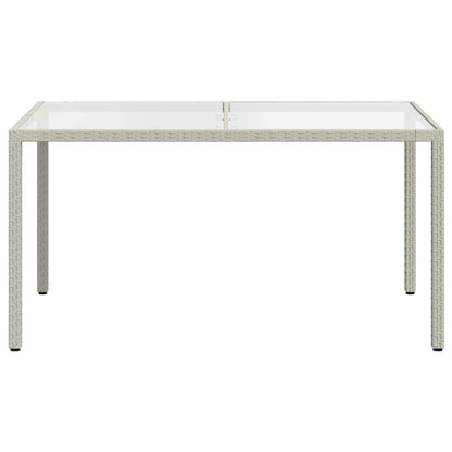 vidaXL Garden Table 150x90x75 cm Tempered Glass and Poly Rattan White