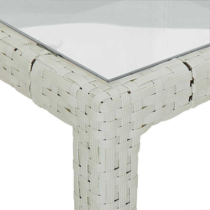 vidaXL Garden Table 150x90x75 cm Tempered Glass and Poly Rattan White