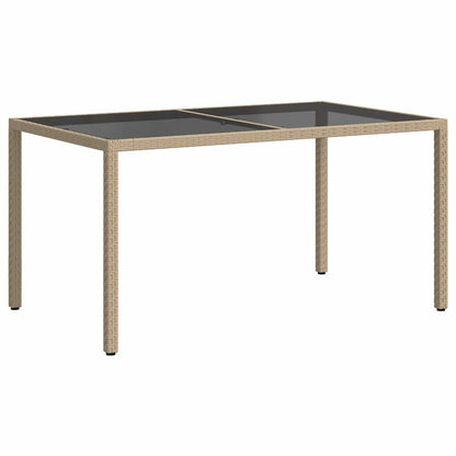 316710 vidaXL Garden Table 150x90x75 cm Tempered Glass and Poly Rattan Beige