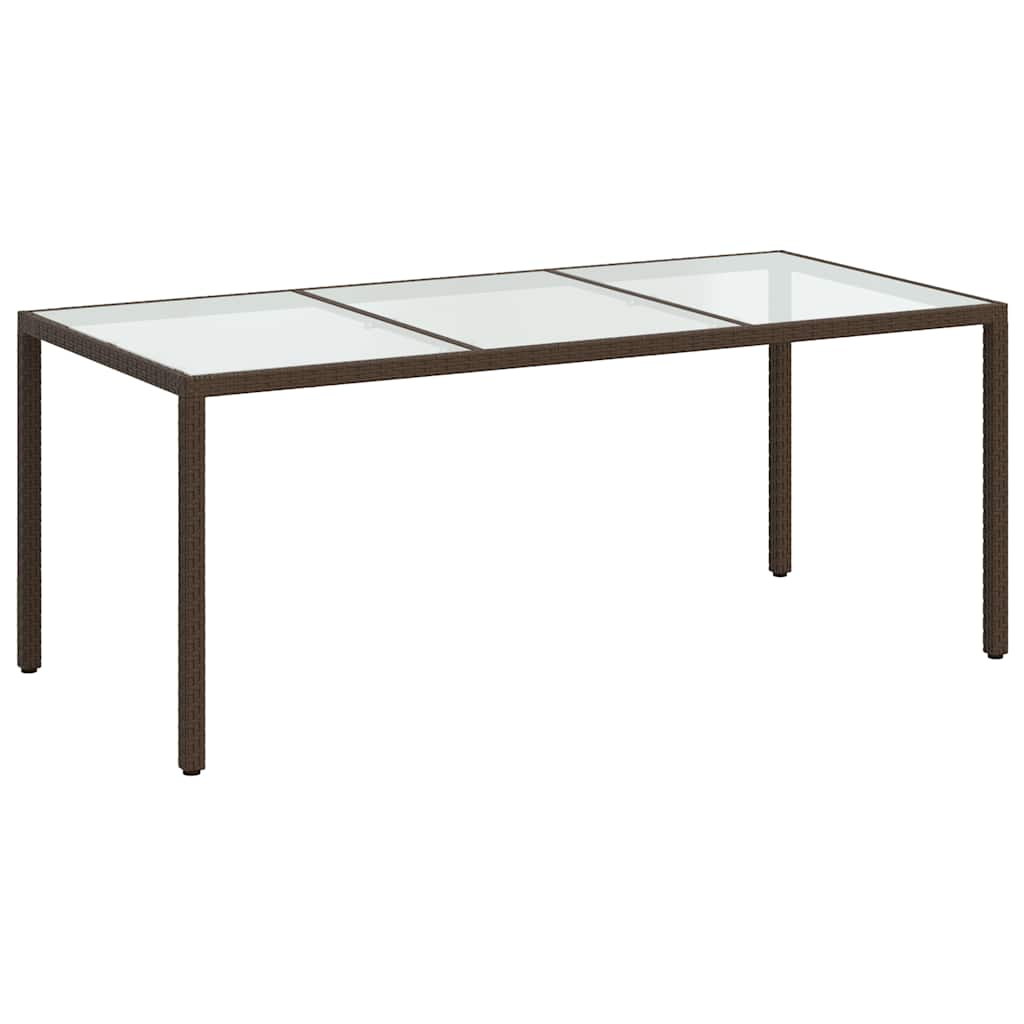 vidaXL Garden Table | Brown | Poly rattan, tempered glass, powder-coated steel