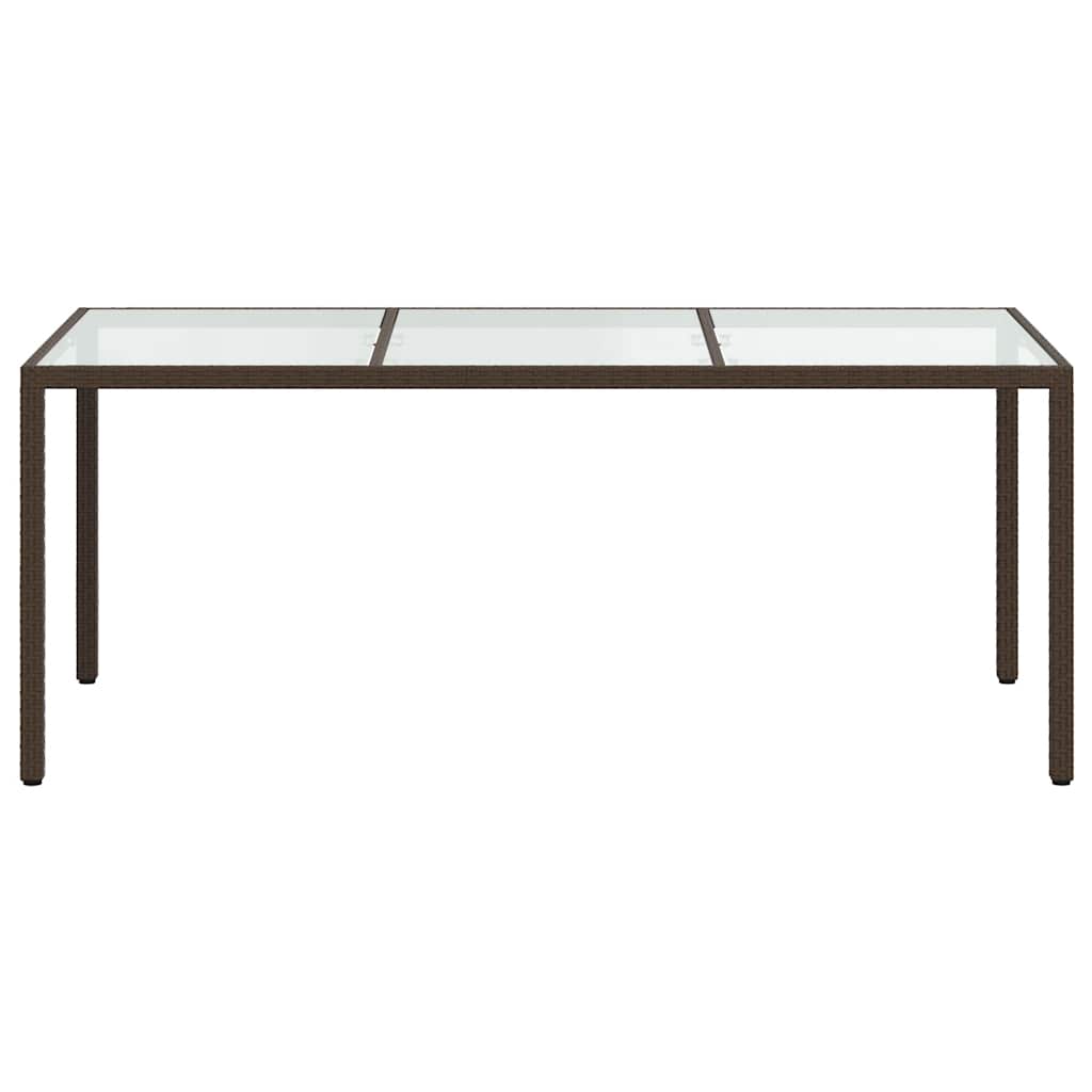 vidaXL Garden Table | Brown | Poly rattan, tempered glass, powder-coated steel