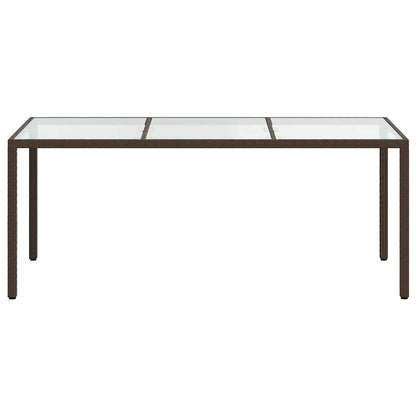 vidaXL Garden Table | Brown | Poly rattan, tempered glass, powder-coated steel