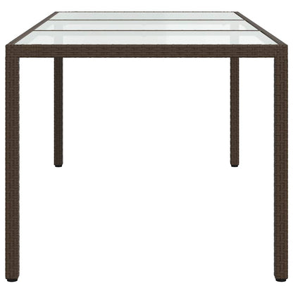 vidaXL Garden Table | Brown | Poly rattan, tempered glass, powder-coated steel