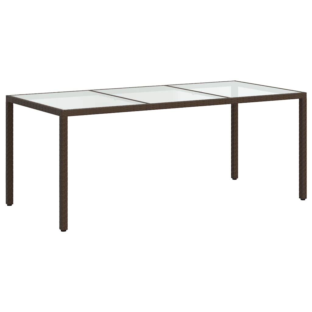 vidaXL Garden Table | Brown | Poly rattan, tempered glass, powder-coated steel