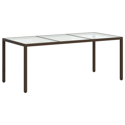 vidaXL Garden Table | Brown | Poly rattan, tempered glass, powder-coated steel
