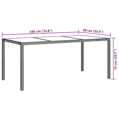 vidaXL Garden Table | Brown | Poly rattan, tempered glass, powder-coated steel