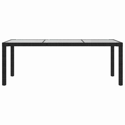 316712 vidaXL Garden Table Black 190x90x75 cm Tempered Glass and Poly Rattan