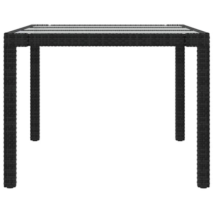 316712 vidaXL Garden Table Black 190x90x75 cm Tempered Glass and Poly Rattan