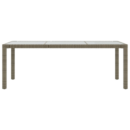 vidaXL Garden Table Grey 190x90x75 cm Tempered Glass and Poly Rattan