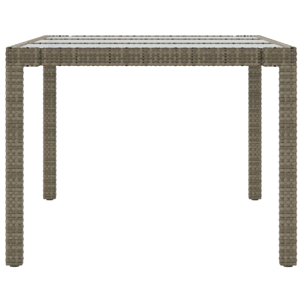 vidaXL Garden Table Grey 190x90x75 cm Tempered Glass and Poly Rattan