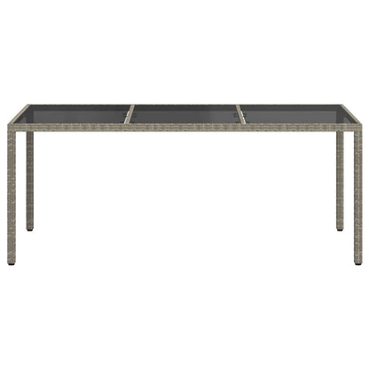 vidaXL Garden Table Grey 190x90x75 cm Tempered Glass and Poly Rattan
