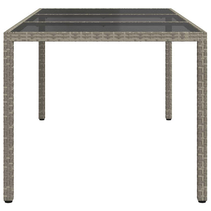 vidaXL Garden Table Grey 190x90x75 cm Tempered Glass and Poly Rattan