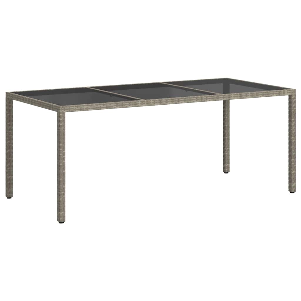 vidaXL Garden Table Grey 190x90x75 cm Tempered Glass and Poly Rattan