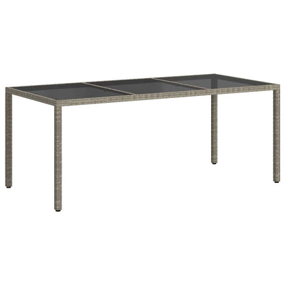 vidaXL Garden Table Grey 190x90x75 cm Tempered Glass and Poly Rattan