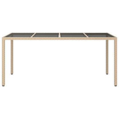 vidaXL Garden Table Beige 190x90x75 cm Tempered Glass and Poly Rattan