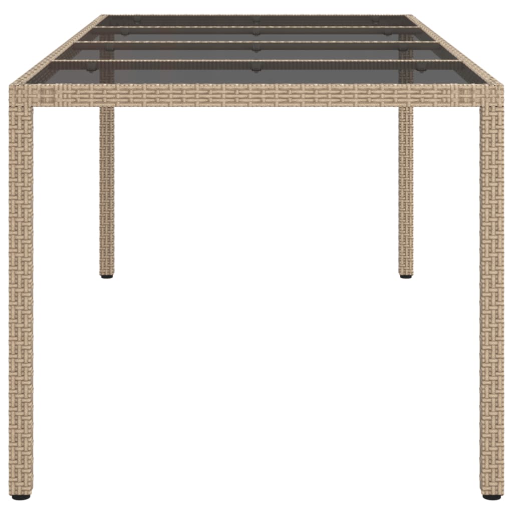 vidaXL Garden Table Beige 190x90x75 cm Tempered Glass and Poly Rattan