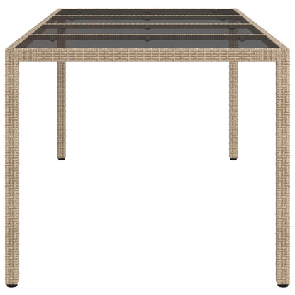 vidaXL Garden Table Beige 190x90x75 cm Tempered Glass and Poly Rattan