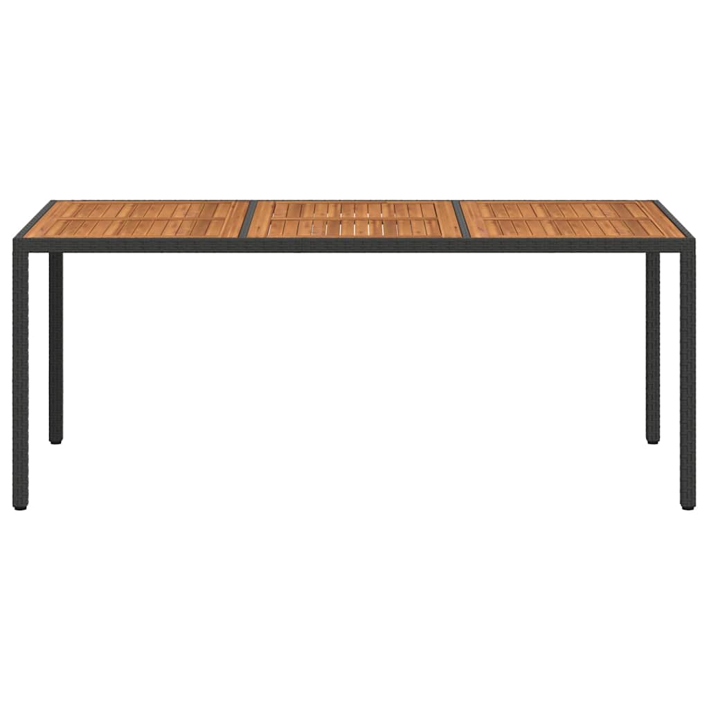 vidaXL Garden Table | Black | Poly Rattan | Large | Decorative Inlays