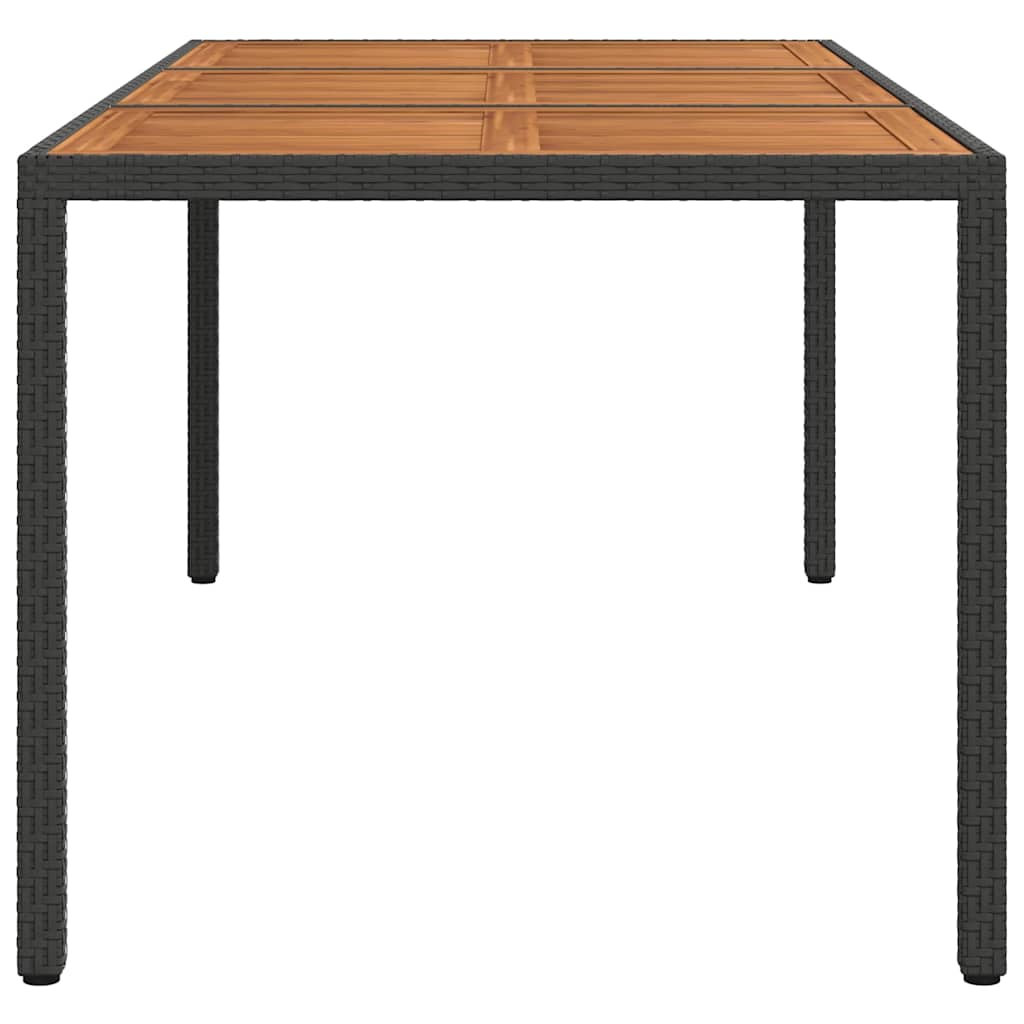 vidaXL Garden Table | Black | Poly Rattan | Large | Decorative Inlays