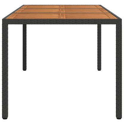 vidaXL Garden Table | Black | Poly Rattan | Large | Decorative Inlays